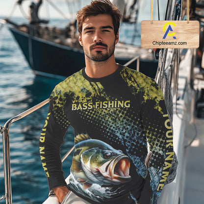 Bass Fishing Shirts Long Sleeve Sport Style Personalized Name, Team Name NHT401