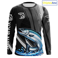 Load image into Gallery viewer, Personalized Black Camo Chinook Salmon Fishing Jerseys, Salmon Long Sleeve Fishing Shirts NHT463