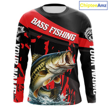 Load image into Gallery viewer, Custom Largemouth Bass Fishing Jerseys, Largemouth Bass Fishing Shirts Long Sleeve For Men|Red NHT725