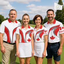 Load image into Gallery viewer, Personalized White And Red Canada Flag Womens Golf Polo Shirt, Patriotic Gifts For Golf Lover  NHT735
