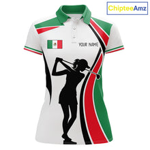 Load image into Gallery viewer, Mexican Flag White Golf Pattern Womens Polo Shirt Patriotic Womens Golf Shirt Mexico Golf Gifts NHT737