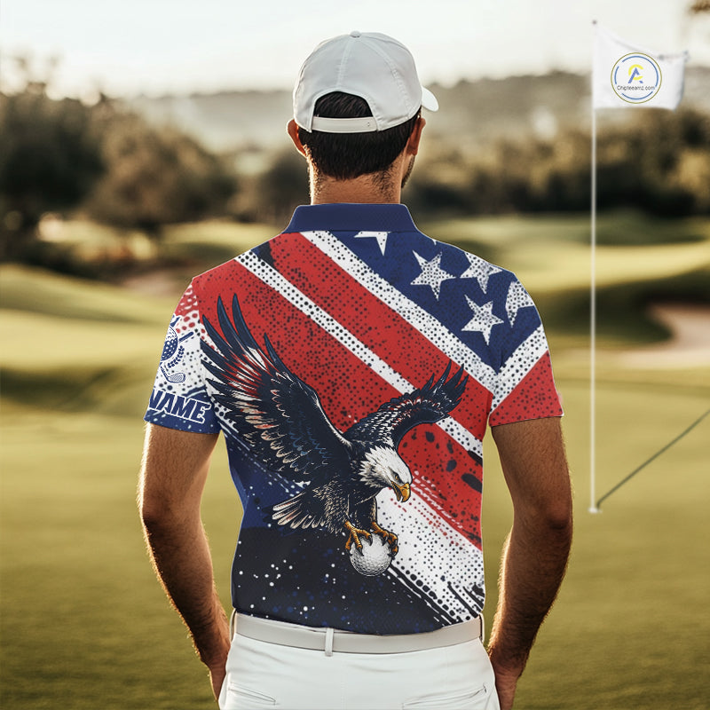 Mens Golf Polo Shirt Custom American Eagle Golf Shirts Personalized Golf Clubs Team Golf Top NHT902