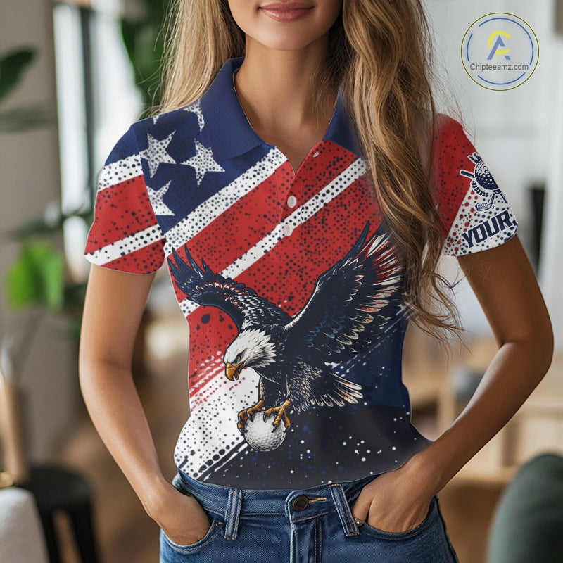 Womens Golf Polo Shirt Custom American Eagle Golf Shirts Personalized Golf Clubs Team Golf Top NHT902