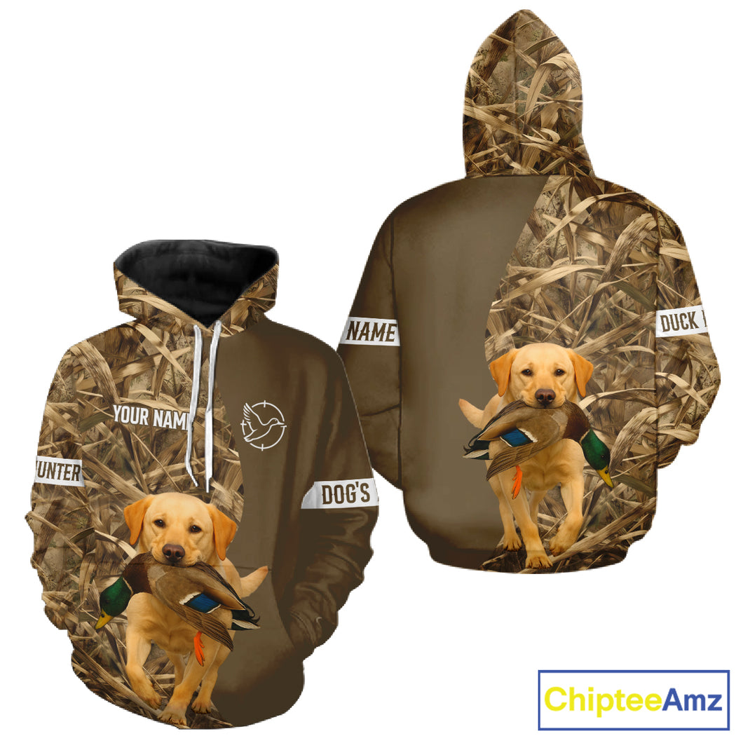 Duck Hunting Brown Camo Shirt with Yellow Lab – All Over Print Design, Gift for Hunters NHT228
