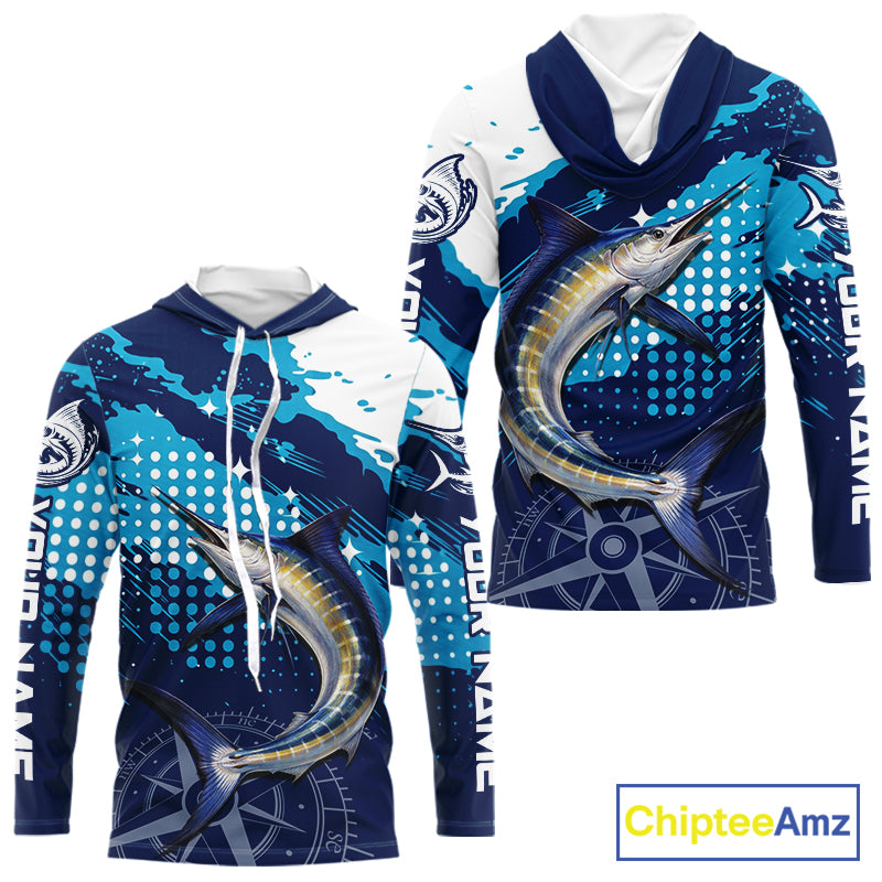 Custom Marlin Long Sleeve Fishing Shirts For Men, Design Marlin Fishing Jerseys NHT466