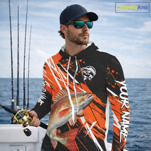 Load image into Gallery viewer, Personalized Redfish Fishing Tournament, Red Drum Saltwater Fishing Shirts Long Sleeve Hooded NHT467