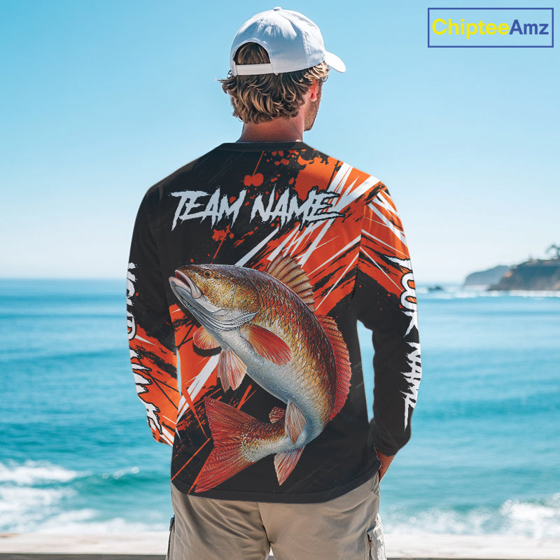 Personalized Redfish Fishing Tournament , Red Drum Saltwater Fishing Shirts Long Sleeve NHT467