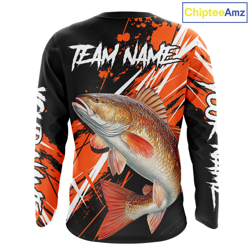 Personalized Redfish Fishing Tournament , Red Drum Saltwater Fishing Shirts Long Sleeve NHT467