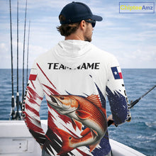 Load image into Gallery viewer, Custom Texas Flag Redfish Fishing Shirts, Texas Red Drum Fishing Shirts Long Sleeve Hooded For Team NHT913