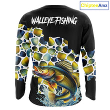 Load image into Gallery viewer, Personalized Walleye Fishing Shirt Long Sleeve, Fishing Shirts For Men NHT413