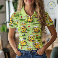 Load image into Gallery viewer, Funny Chicken Golf Polo Shirt For Womens, Cute Chicken With Golf Shirts For Team NHT542