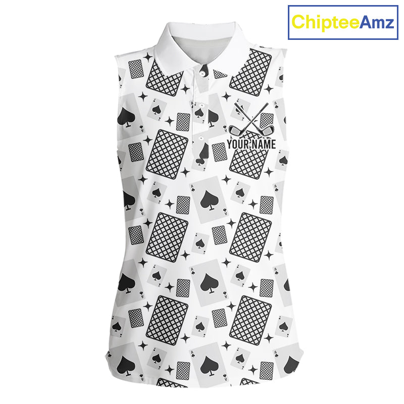 Personalized Poker Sleeveless Womens Golf Polo Shirt Funny Golf Top For Team, Golfer Gift For Womens NHT754