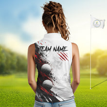 Load image into Gallery viewer, Personalized Skull Womens Sleeveless Golf Shirt Custom Name Family Team Outfits Cool Scratch Splatter Black Golf Polo NHT1239