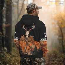 Load image into Gallery viewer, Skull Deer Hunting Custom Name Orange Camo Shirt, Deer Hunting Clothing, Hunting Gift NHT237