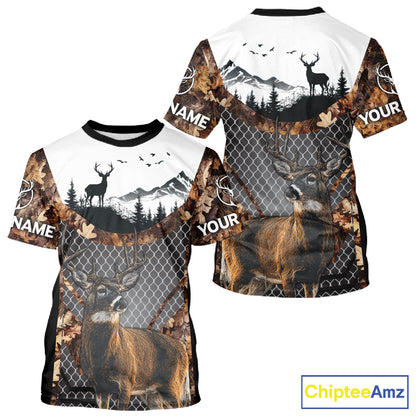 Whitetail Deer Hunting Custom Name Camo Hoodie, Best Deer Hunting Gift For Men NHT368