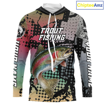 Rainbow Trout Hooded Fishing Shirt Pink Camo Custom Name, Rainbow Trout Fishing Team Jerseys NHT477