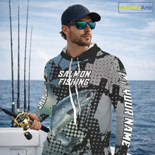 Load image into Gallery viewer, Chinook Salmon Hooded Fishing Shirt Gray Camo Custom Name, Chinook Salmon Fishing Team Jerseys NHT478