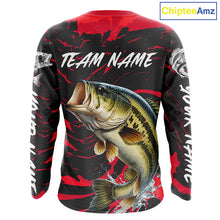 Load image into Gallery viewer, Custom Largemouth Bass Fishing Shirts Long Sleeve – Performance Tournament Jersey For Men| Red NHT769