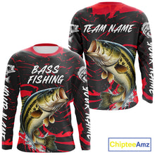 Load image into Gallery viewer, Custom Largemouth Bass Fishing Shirts Long Sleeve – Performance Tournament Jersey For Men| Red NHT769