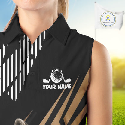 Personalized Raccoon Womens Sleeveless Golf Polo Shirt For Team, Brown Pattern Sport Golf Jersey NHT934