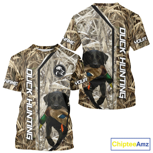 Black Lab Retriever Mallard Duck Hunting Camo Shirt – Perfect Gift for Hunters NHT240