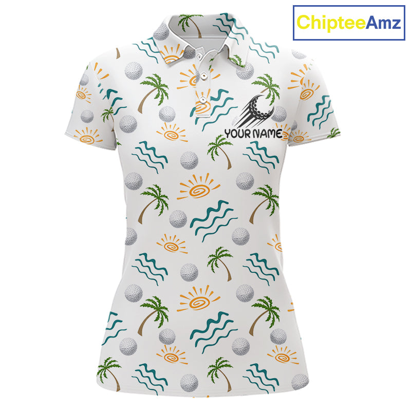 Personalized Tropical Palm Trees Womens Golf Polo Shirts Summers Team Golf Clothes NHT778