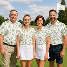 Load image into Gallery viewer, Green tropical men golf polo shirt custom team white golf shirt for golfer