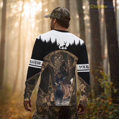 Whitetail Deer Hunting Season Shirt 3D Forest Scene Camo Best Hunting Gift For Hunters NHT48