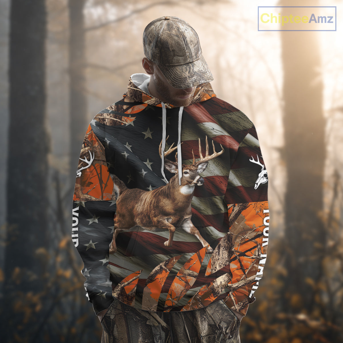 Deer Hunting US Flag 3D All Over Print Shirts, Personalized Hunting Gifts For Deer Hunters NHT316