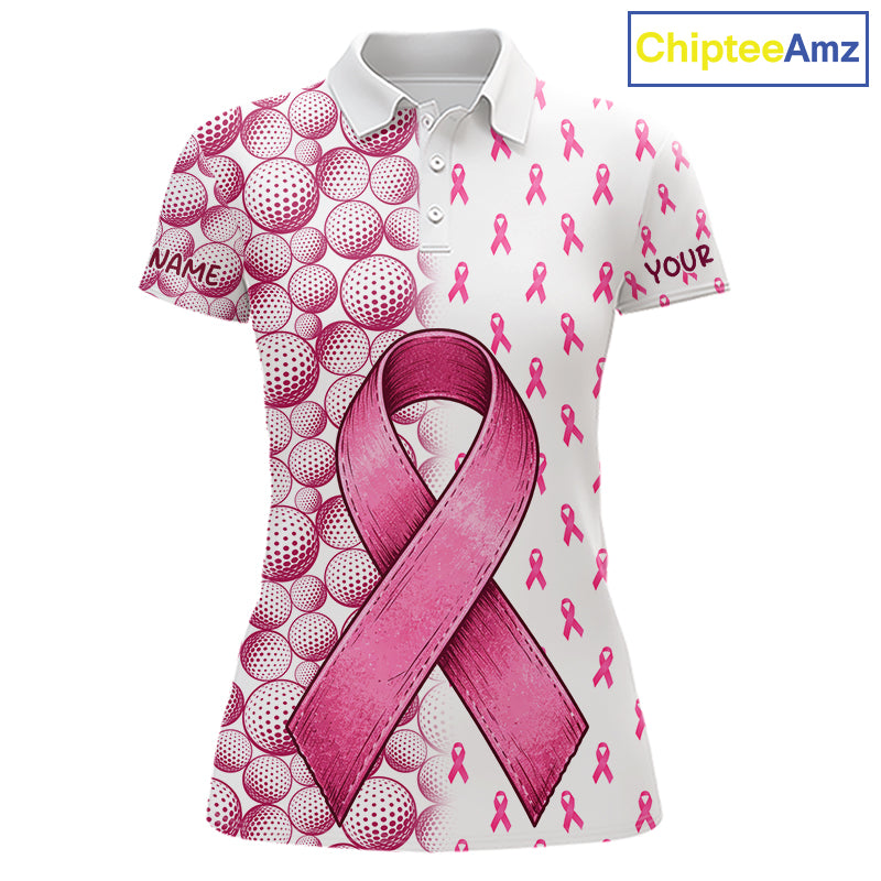 Personalized Pink Ribbons Pattern Golf Balls Breast Cancer Awareness Golf Attire For Womens NHT800