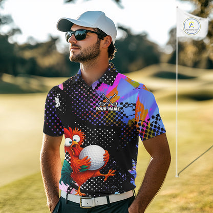 Custom Team Name Crazy Rooster Golf Polo Shirt Personalized Men Performance Golf Jersey