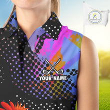 Load image into Gallery viewer, Custom Team Name Crazy Rooster Womens Sleeveless Golf Polo Shirt Personalized Womens Performance Golf Jersey NHT952
