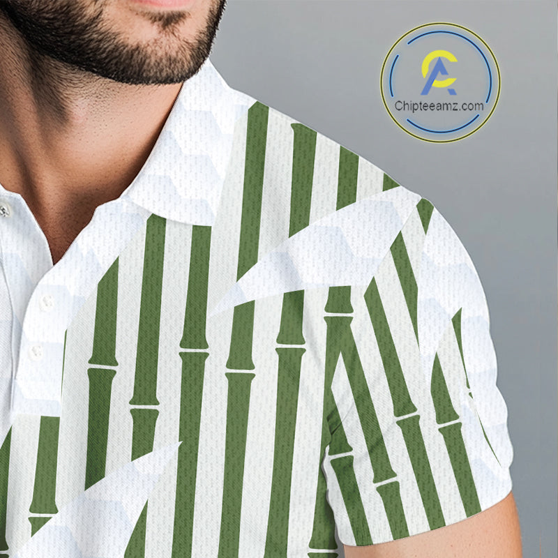 Custom Name Cool Panda Golf Polo Shirt, Funny Bamboo Panda Golfing Apparel NHT956