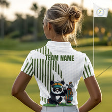 Load image into Gallery viewer, Custom Name Cool Panda Womens Golf Polo Shirt, Funny Bamboo Panda Golfing Apparel NHT956