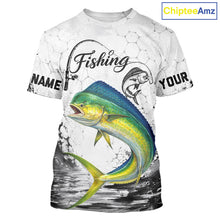 Load image into Gallery viewer, Custom Name Mahi Mahi Fishing T - Shirt Performance, Dolphin Gift For Men 