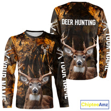 Load image into Gallery viewer, Whitetail Deer Hunting Custom Name Camo Shirt, Personalized Deer Hunting Clothing NHT257