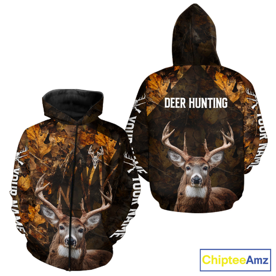 Whitetail Deer Hunting Custom Name Camo Shirt, Personalized Deer Hunting Clothing NHT257