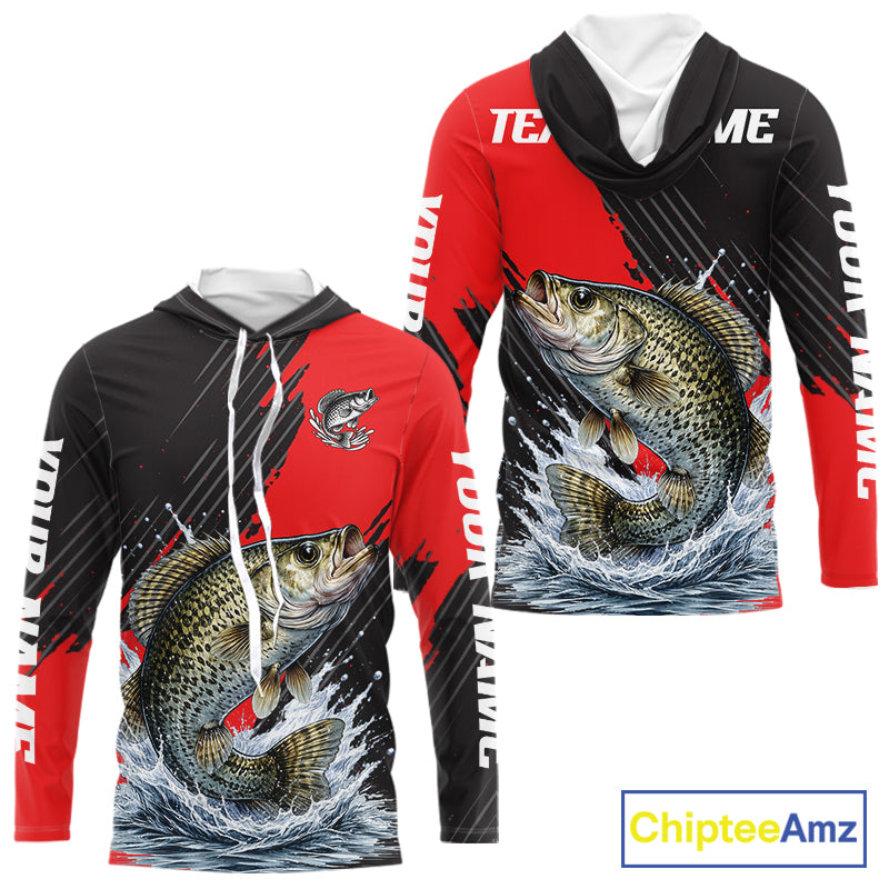 Crappie Fishing Long Sleeve Hooded Tournament Shirts, Personalized Crappie Fishing Jerseys NHT586