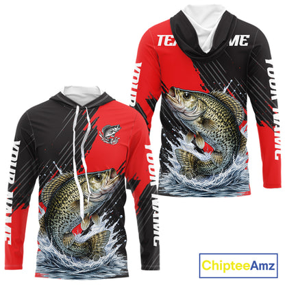 Crappie Fishing Long Sleeve Hooded Tournament Shirts, Personalized Crappie Fishing Jerseys NHT586