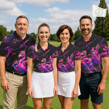 Load image into Gallery viewer, Funny Neon Flamingo Mens Golf Polo Shirt – Custom Personalized Golf Team Apparel NHT1134