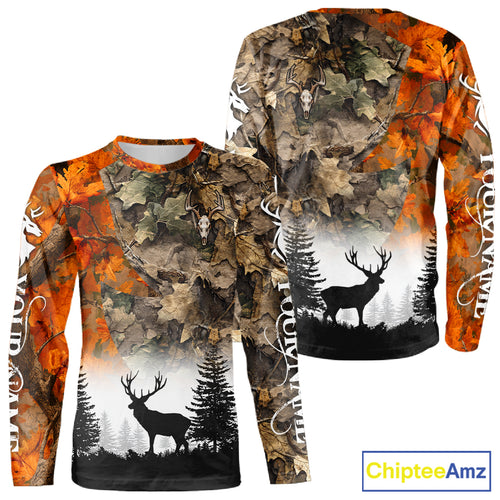 Deer Hunting Orange Camo Forest Custom Name 3D All Over Print Shirts Personalized NHT320
