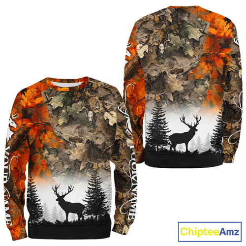 Deer Hunting Orange Camo Forest Custom Name 3D All Over Print Shirts Personalized NHT320