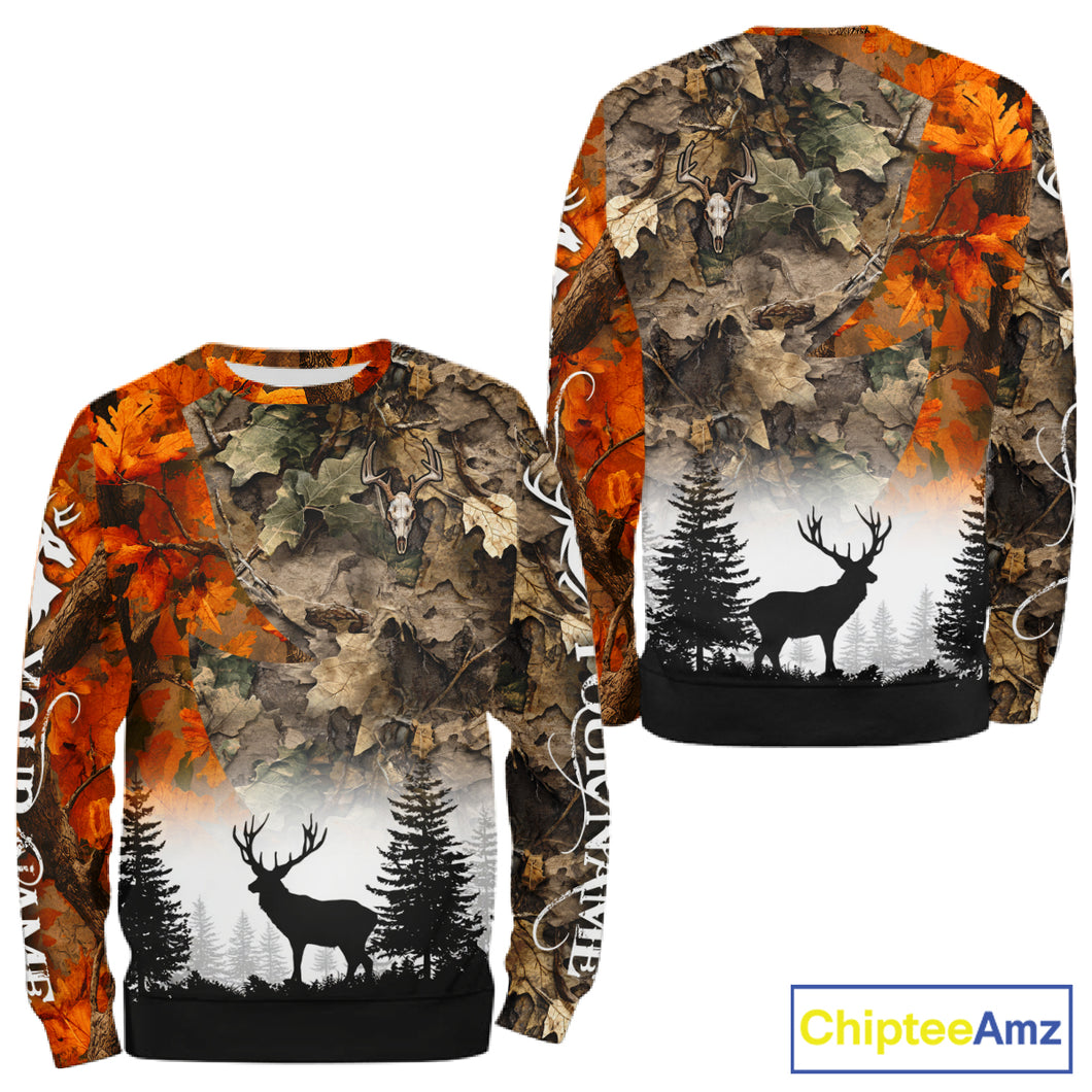 Deer Hunting Orange Camo Forest Custom Name 3D All Over Print Shirts Personalized NHT320