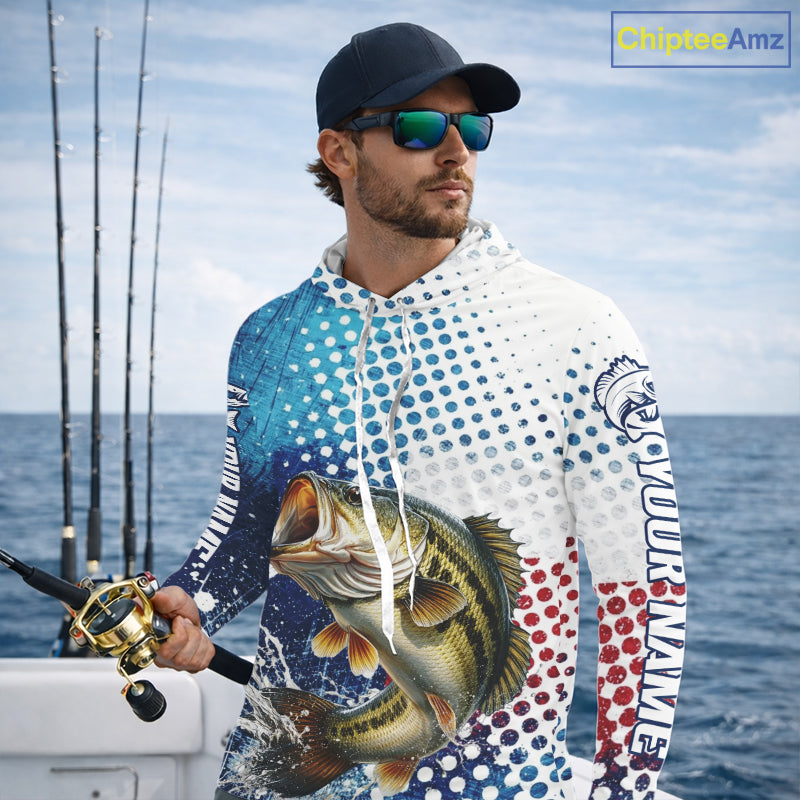 Design Texas Flag Bass Fishing Shirts, Texas Bass Fishing Shirts Long Sleeve Hooded NHT603