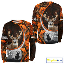 Load image into Gallery viewer, Personalized Deer Hunting 3D All Over Printed Hoodie Orange Autumn Leaves Camo, Hunting Gift NHT322