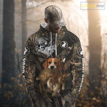 Personalized Rabbit Hunting Beagle Dog Camouflage Custom Name 3D Shirts, Rabbit Hunting Gifts NHT326
