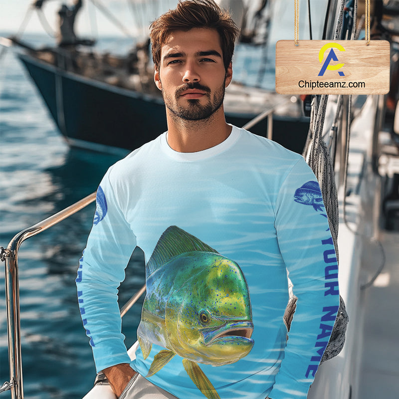 Mahi Mahi Ocean Blue Performance Fishing Shirt,  Mahi Mahi Tournament Fishing Shirts NHT615