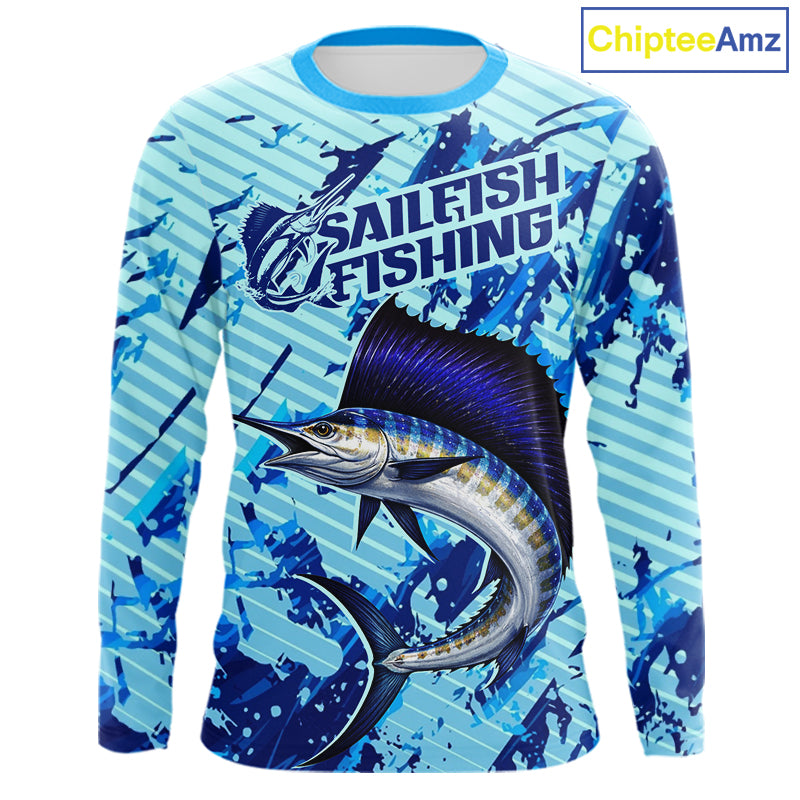 Custom Sailfish Saltwater Fishing Jerseys, Sailfish Fishing Shirts Long Sleeve For Men NHT617