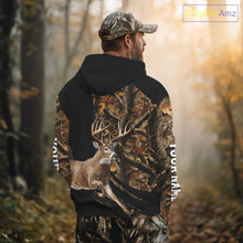 Load image into Gallery viewer, Whitetail Deer Hunting Black Brown Camo 3D All Over Print, Hunting Clothes for Deer Season NHT261