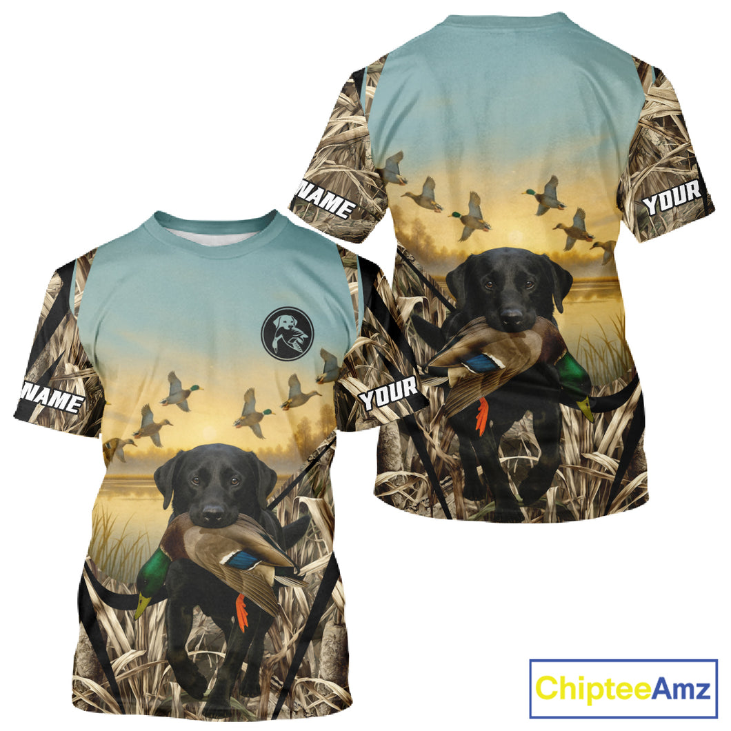 Duck Hunting Black Labrador 3D All Over Printed Camouflage Shirts, Duck Hunting Clothes NHT263